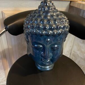 Elegant Blue Buddha Head Sculpture